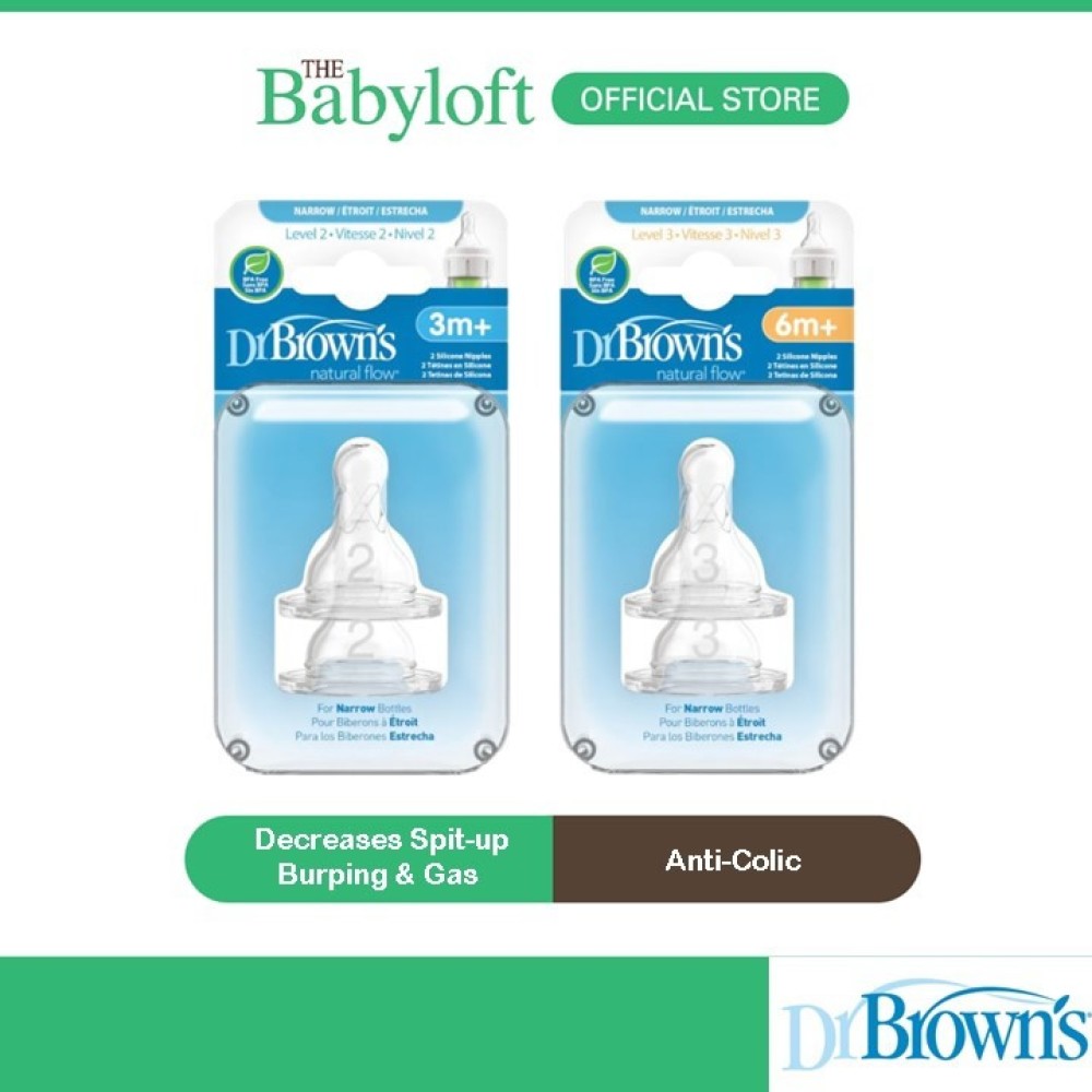 Dr. Brown's (Level 2 & Level 3) Silicone Narrow-Neck Teat (3m+, 6m+)