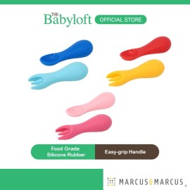 Marcus & Marcus Baby Silicone Palm Grasp Spoon & Fork Set (Age: 12m+)
