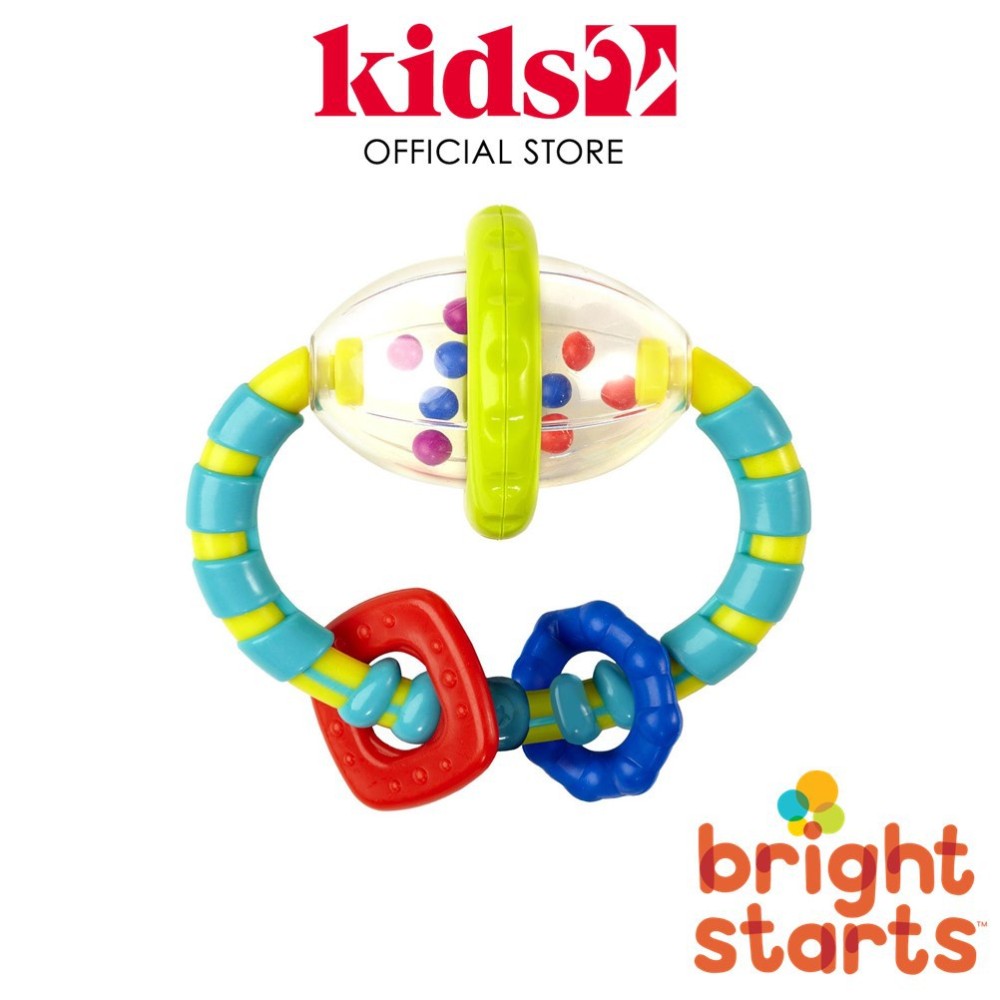 Bright Starts Grab & Spin Rattle and Teether Toy For 3 Months and Above - Random