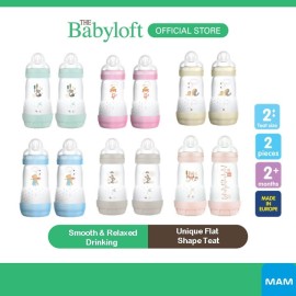 MAM Double Easy Start Anti Colic Bottles (260ml x 2) with Medium Flow Silicone Teat