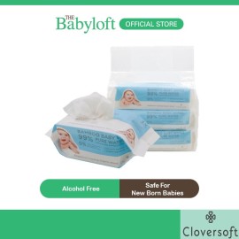 Cloversoft Unbleached Bamboo Organic Pure Water Baby Wipes - Safe For New Born Babies (3x70 sheets)