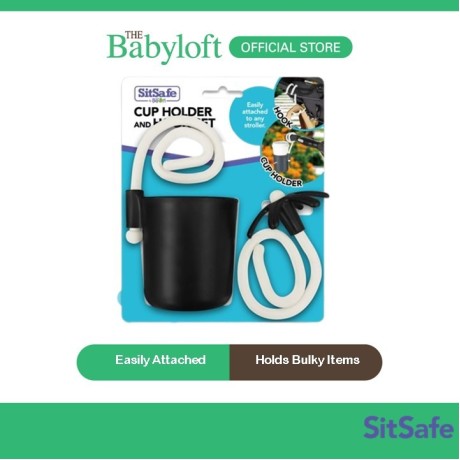SitSafe By Little Bean Stroller Cup Holder & Hook Set Stroller Bag Hanger