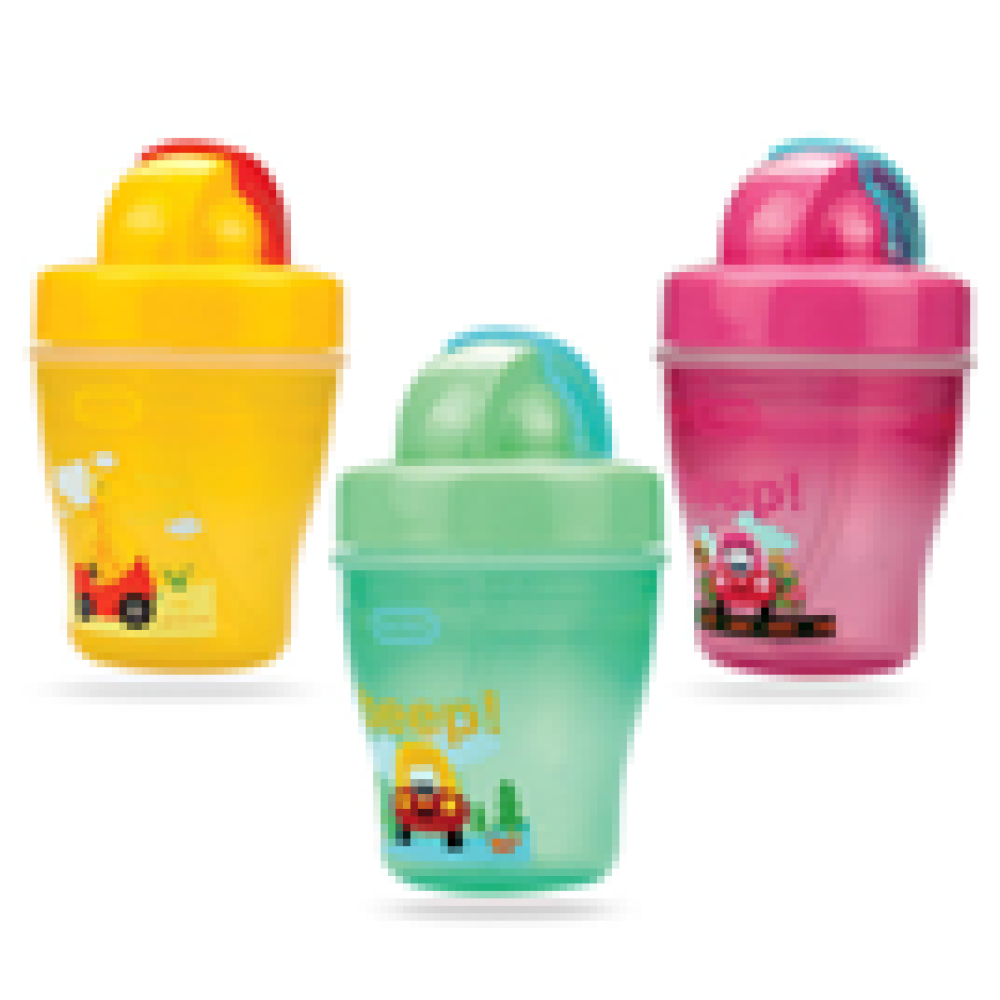 Little Tikes Double Straw Cups 150ML - Pink, Green & Yellow