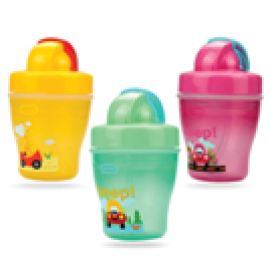 Little Tikes Double Straw Cups 150ML - Pink, Green & Yellow