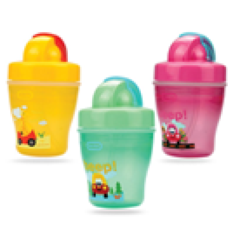 Little Tikes Double Straw Cups 150ML - Pink, Green & Yellow