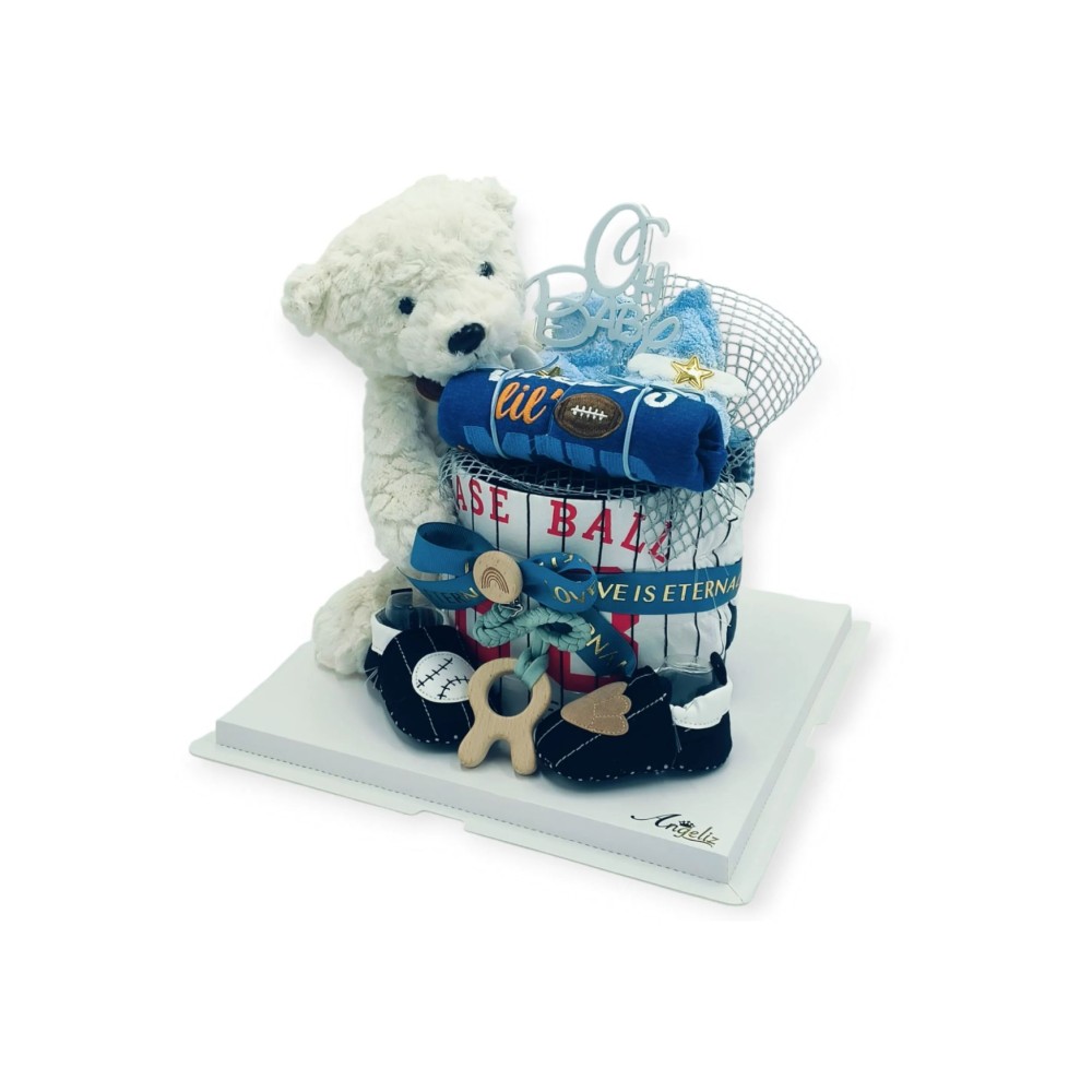 Angeliz Baby Gift Boy Sports First Hug Bear Baby Hamper Set 12 Pcs