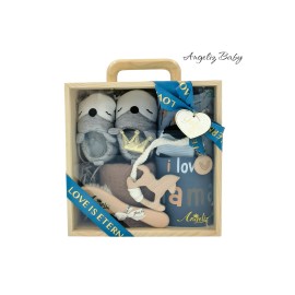 Angeliz Baby Gift Lovely Beginner Wooden Box Hamper Set 10 Pcs- Blue