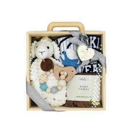 Angeliz Baby Gift Lovely sheep Wooden Box Hamper Set 8 pcs- Boy