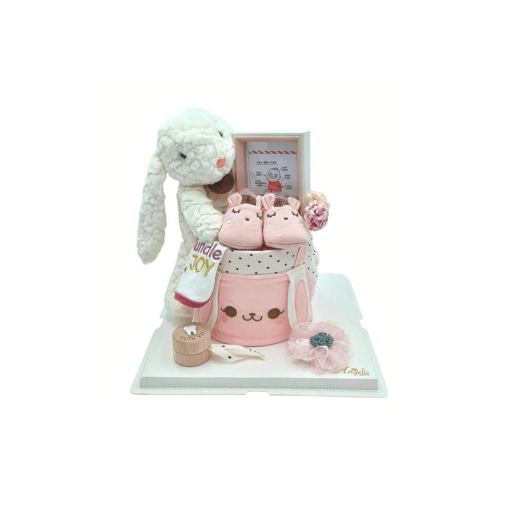 Angeliz Bunny Friend Outing Baby Hamper Set 10 Pcs- Pink