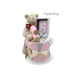 Angeliz Memory Swaddle Bear Baby Hamper Set 8 Pcs- Pink