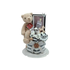 Angeliz Memory Swaddle Bear Baby Hamper Set 9 Pcs- Grey