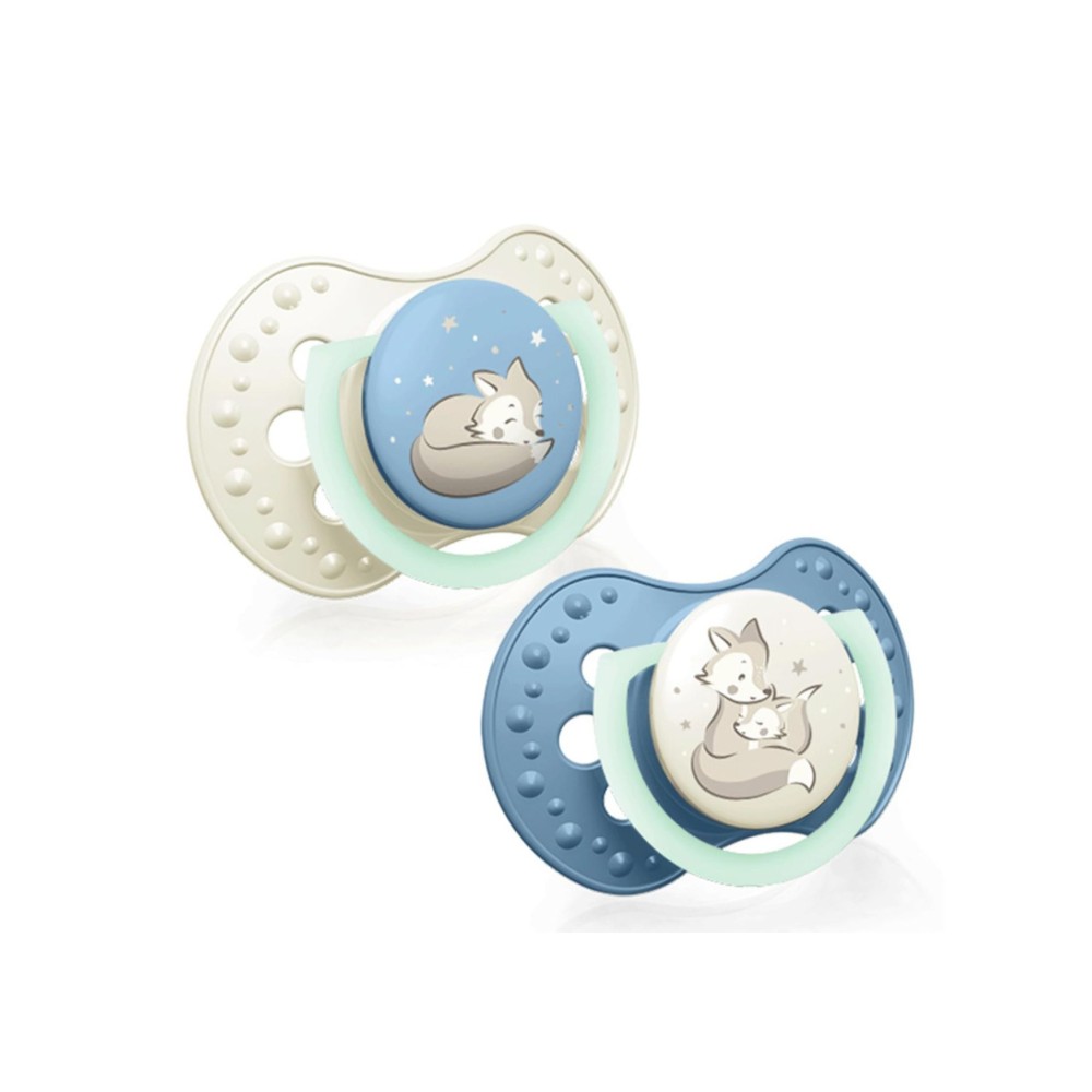 LOVI Silicone Dynamic Soother 0-3m 2 pcs Night&Day Boy
