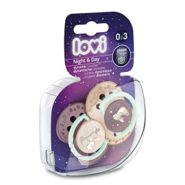LOVI Silicone Dynamic Soother 0-3m 2 pcs Night&Day Girl
