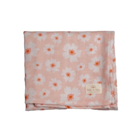 Mils & Key's 70% Bamboo +30% Cotton Swaddles - Rose Pink Daisy