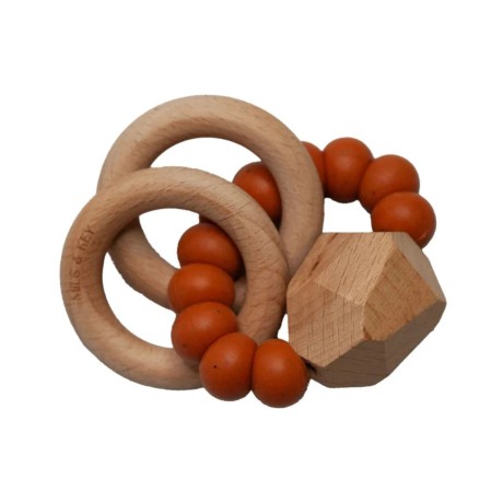 Mils & Key's Noah || Teething Rattle - Speckled BurntOrange