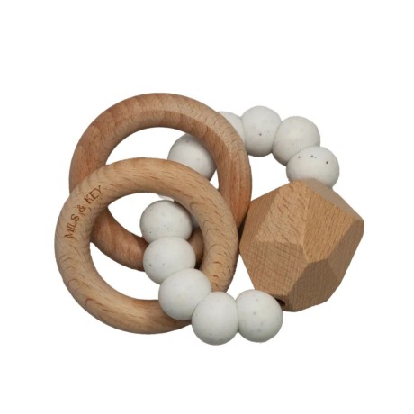 Mils & Key's Noah || Teething Rattle - Speckled White