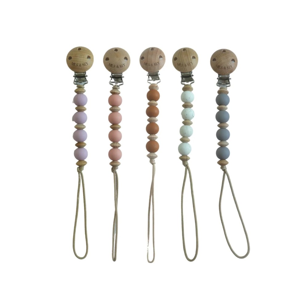 Mils & Key's Peanut - Speckled Almond, Speckled White, Lilac, Dusty Blue, Dusty Pink, Tara || Pacifier clip