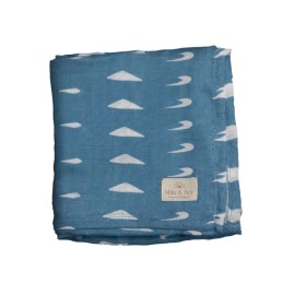 Mils & Key's 70% Bamboo +30% Cotton Swaddles - Stone Blue Dash