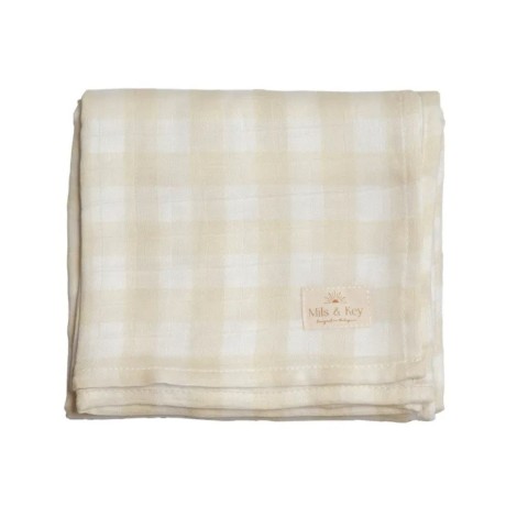 Mils & Key's 70% Bamboo +30% Cotton Swaddles - Neutral Gingham