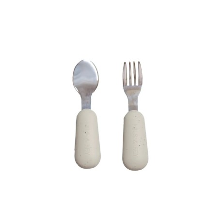 Mils & Key's Speckled Stainless Steel Toddler Cutlery - Speckled Dove Grey