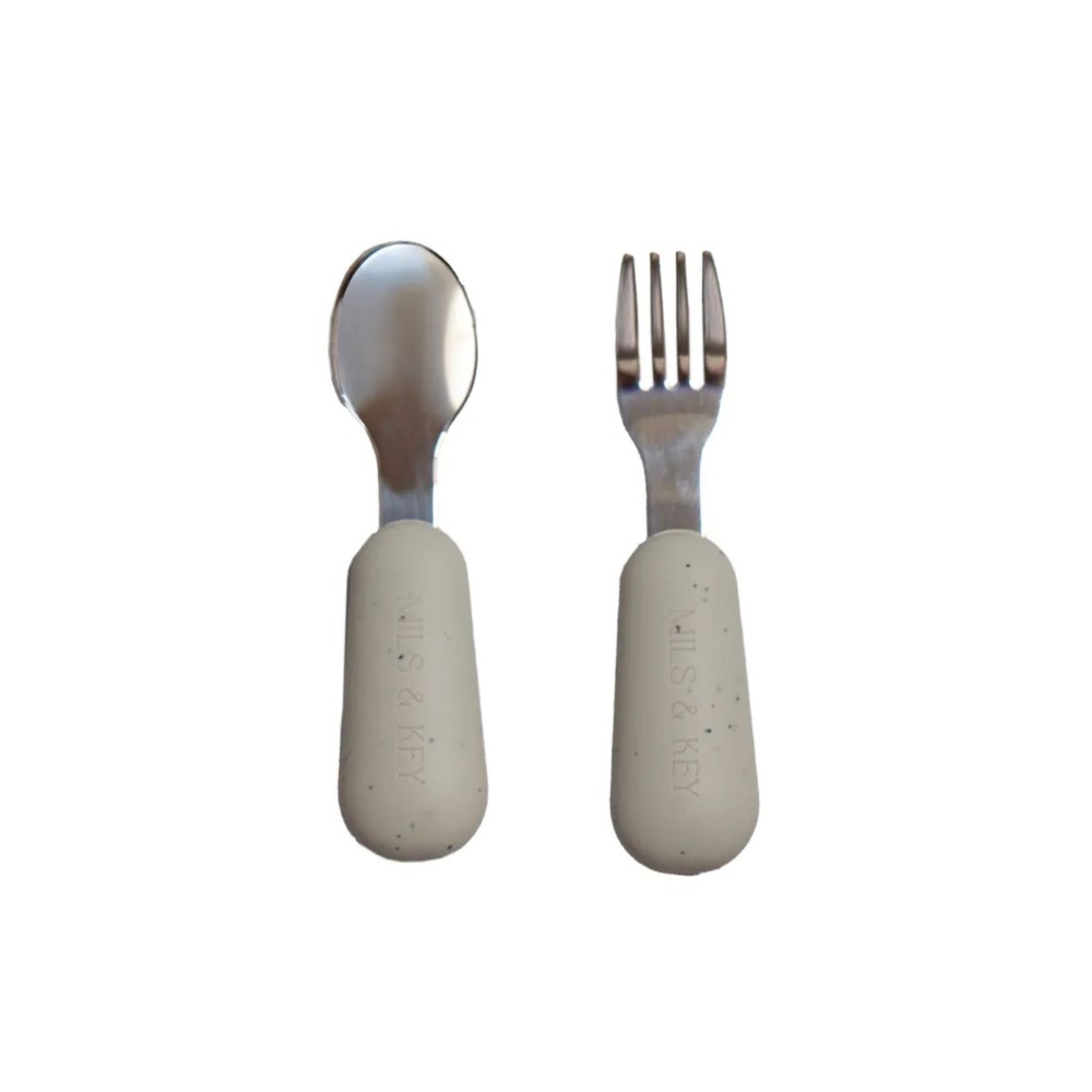 Mils & Key's Speckled Stainless Steel Toddler Cutlery - Speckled Sage