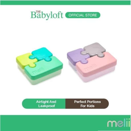 MELII 3-Compartment Puzzle Food Container for Toddler Lime Blue Mint