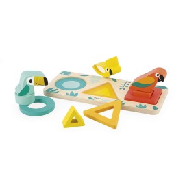 JANOD Tropik - My First Shapes Wooden 3-in-1 Early Learning Toy for 1 Year Old +