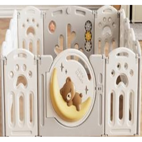 Lucky Baby Smart System™ Flodable Safety Play-Yard  Moon Bear Design Night Light-White+Grey 
12+2 (148x155x64cm) L
I
O
N