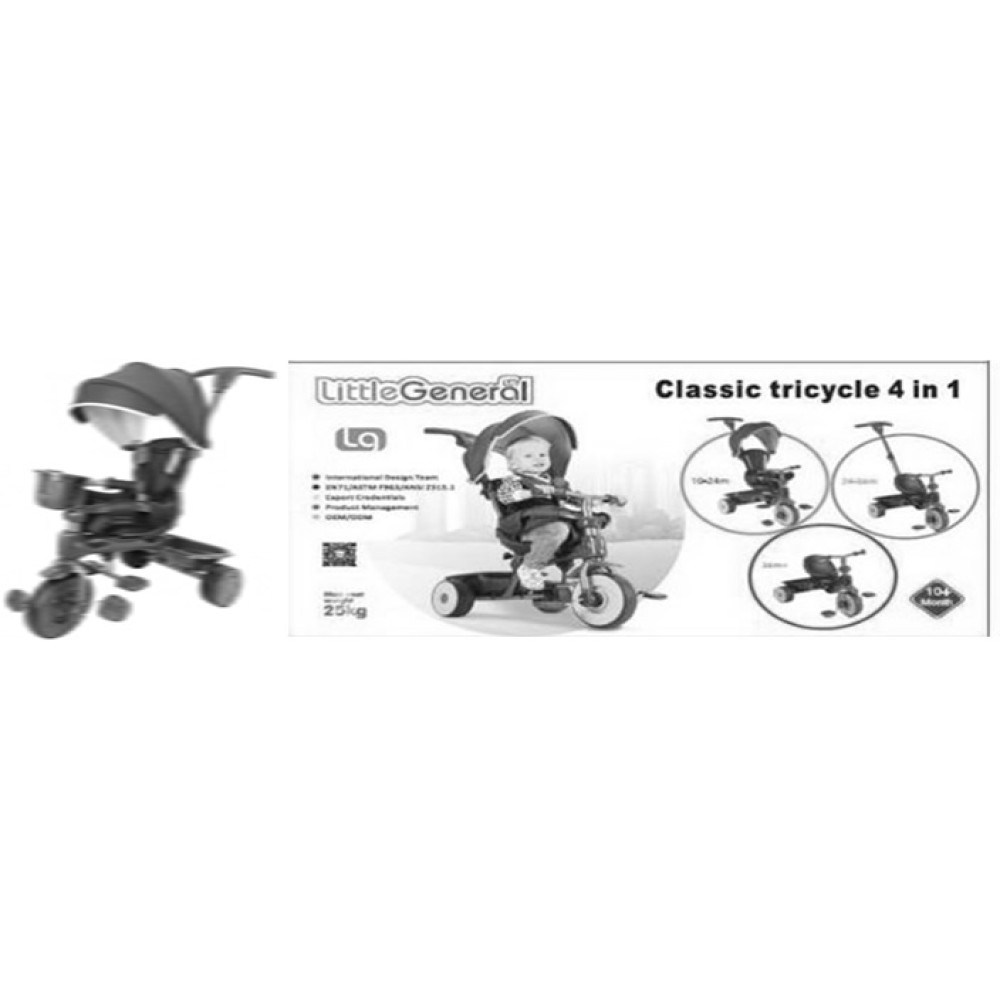 Lucky Baby Little General™ Classic Tricycle 4in1 - Black 10+mth BLACK Lucky Baby Little General™ Classic Tricycle 4in1 - Black 10+mth BLACK