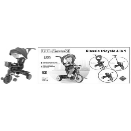 Lucky Baby Little General™ Classic Tricycle 4in1 - Black 10+mth BLACK