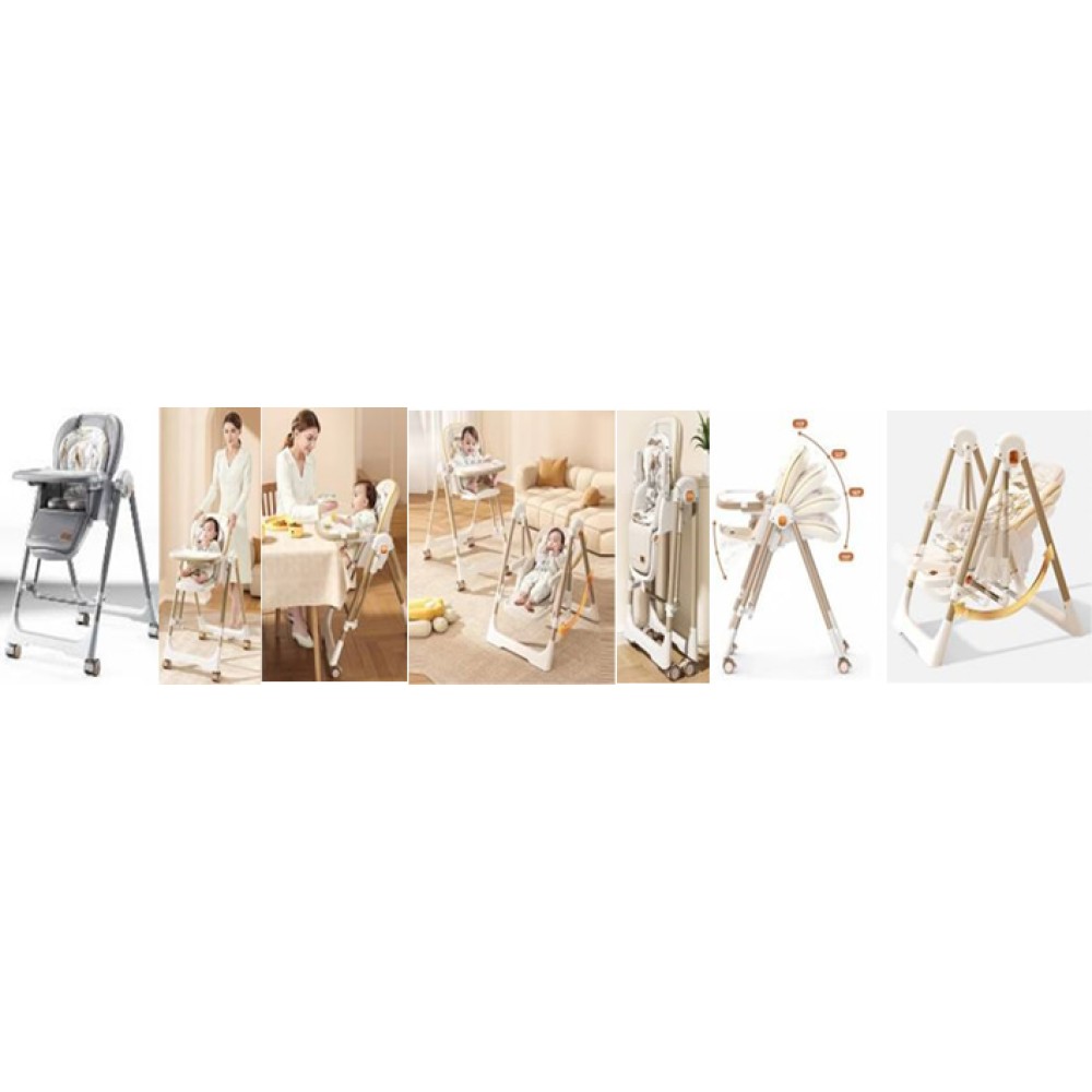 Lucky Baby Viner 2in1 Swing/HighChair Grey GREY Lucky Baby Viner 2in1 Swing/HighChair Grey GREY