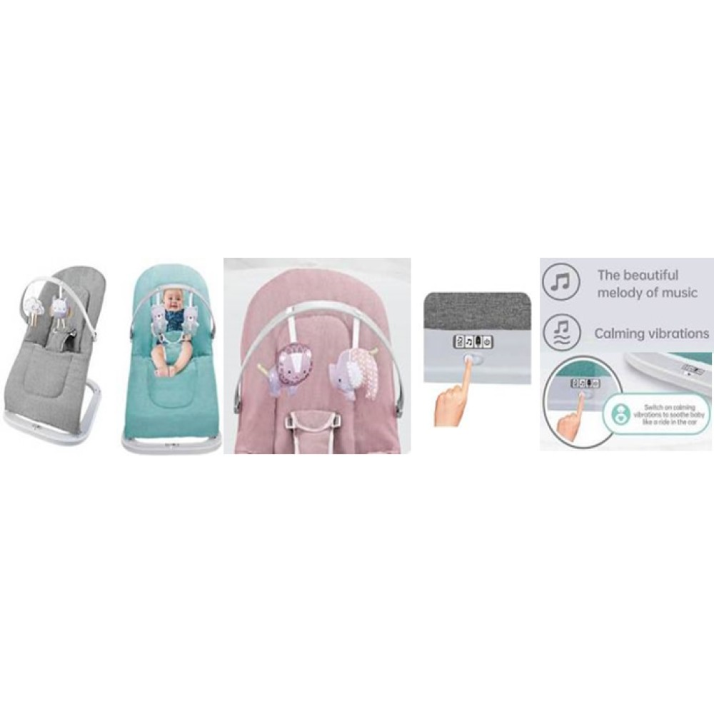 Lucky Baby Infant To Toddler Bouncer (Birth To 18Kgs) 
2 Cloth Toys Removable Bar Music & Vibration Function ,Breathable Seat 