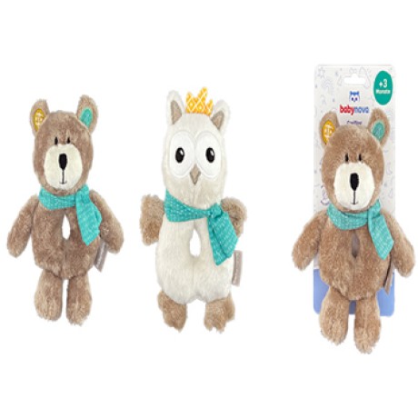 Baby Nova Soft Rattle, with little bell, assorted designs 6+ months (Made in Germany)