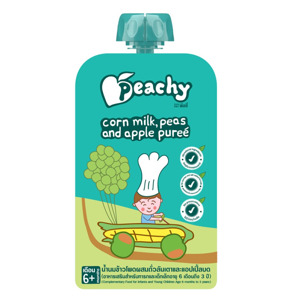 Peachy Corn milk Peas and apple puree Peachy Corn milk Peas and apple puree